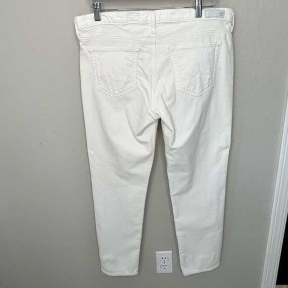 AG The Stevie Slim Straight Ankle Jeans Corduroy Cords Creme Ivory Stretch Sz 32 - Picture 10 of 16